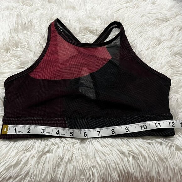 WEAR IT TO HEART SPORTS BRA SMALL RED BLACK SHEER PLAID CUT OUT STRAPPY BRALETTE - Picture 5 of 5